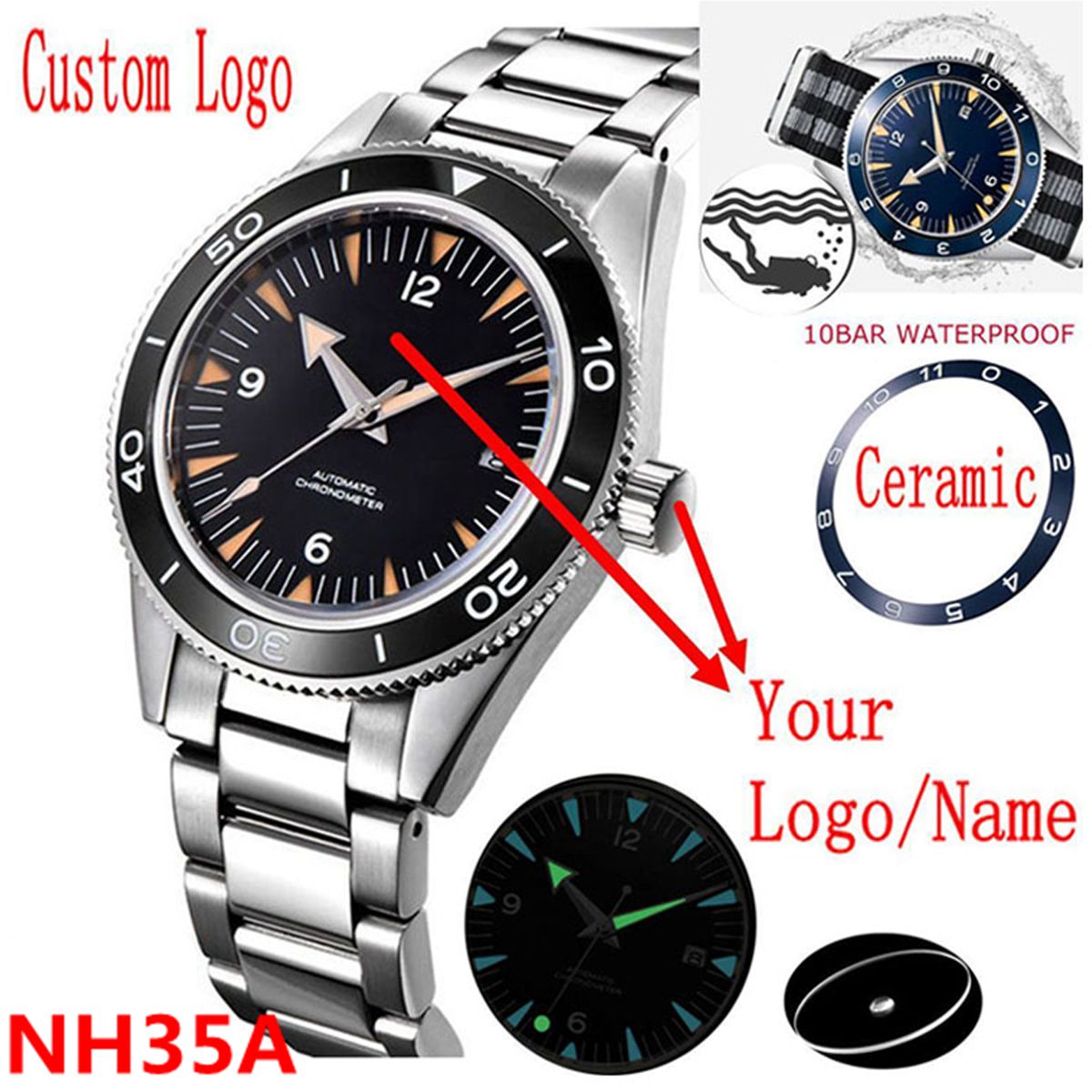 Seiko Watch Prospex - Özel Logo NH35 Hareket Izle 10bar
