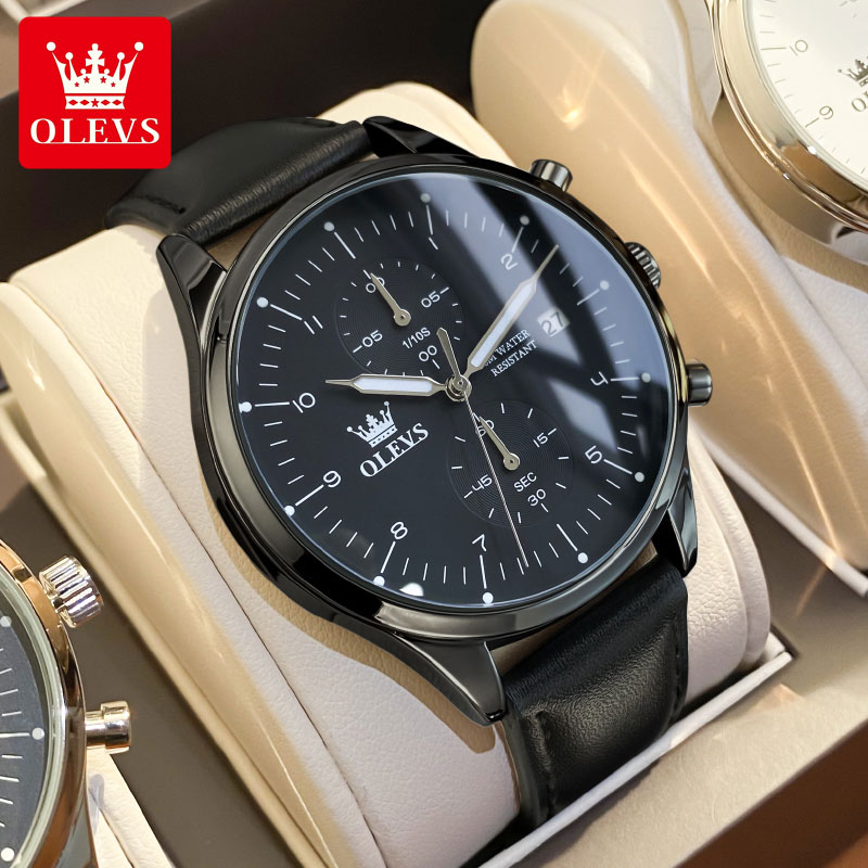 Leather Watch Band Men - OLEVS 2880 Günlük Moda Erkek Saati