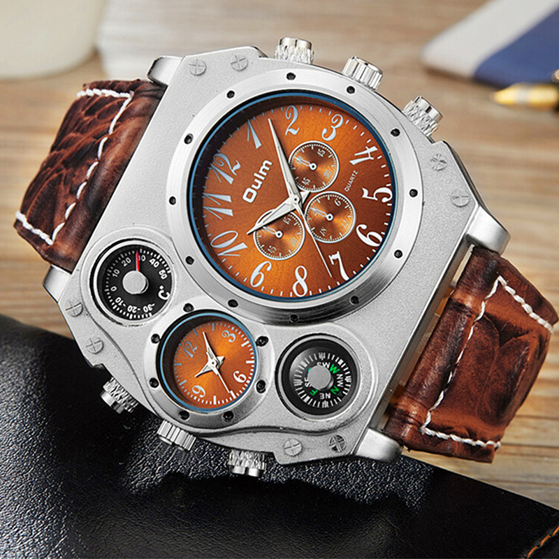 Leather Watch Band Men - Yeni Model OULM İzle Erkekler Kuvars