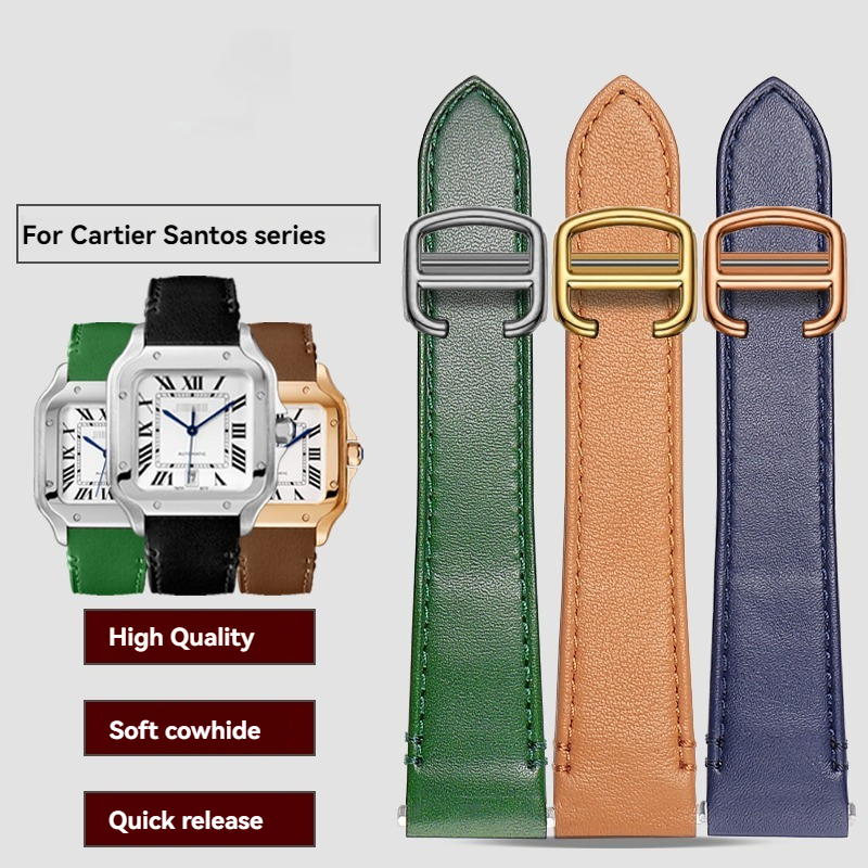 Cartier Watch Santos - 19mm 21mm Deri Kordonlu Saat Cartier
