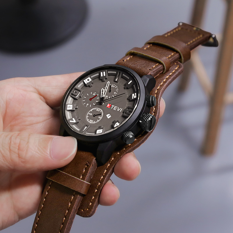 Retro erkek saatleri klasik lü - Leather Watch Band Men incelemesi ve fiyatı